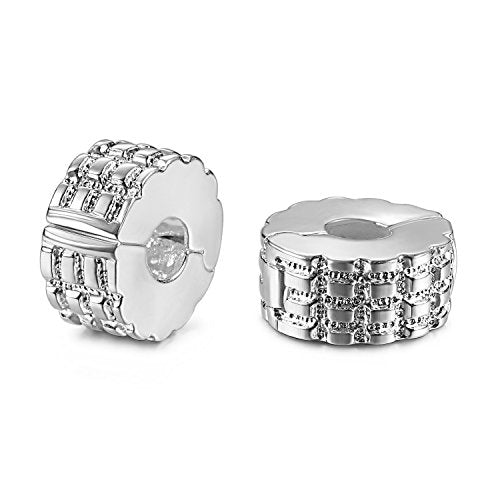 JewelrieShop Clip Spacer Charm for Bracelet Clip Lock Stopper Bead Spacer European Openable Beads 2pcs - color: #10S x 2 Pieces