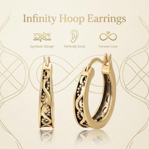 14K Gold Earrings for Women Gold Filigree/Celtic Huggie Earrings Jewelry Easter Mothers Day Gifts for Mom Girlfriend - style: Infinity