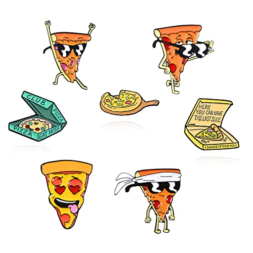 Cute Enamel Pin Set Lapel Pins Brooches Cartoon Brooch Badge Pins for Clothes Bags Backpack for Women - color: Cute Pizza