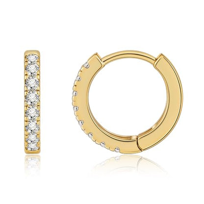micuco 3 Pairs Small Hoop Earrings Tiny Cartilage Earrings for Women Men | Cubic Zirconia Earrings Huggie Hoop Ear Piercing Earrings for 8mm 10mm 12mm - color: 14# Gold 10mm