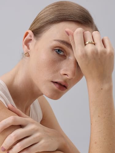 18K Gold Plated Huggie Hoop Earrings for Women, 925 Sterling Silver Post, Hypoallergenic Small Earrings - color: Classic Clover Studs