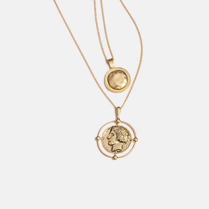 Doubnine Boho Layered Necklace Gold Medallion Coin Saint Charm Jewelry Retro Accessories for Women