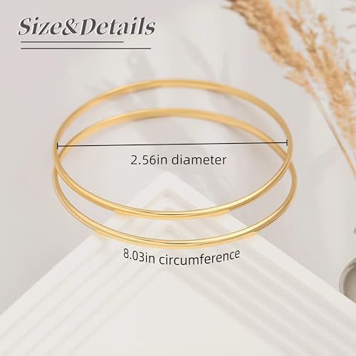 PERNNLA PEARL Dainty Gold Bar Bracelet for Women Simple Delicate Thin Cuff Bangle Hook Bracelet 18K Gold Plated Handmade Minimalist Jewelry - color: 33.Two Circles