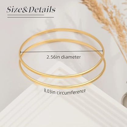 PERNNLA PEARL Dainty Gold Bar Bracelet for Women Simple Delicate Thin Cuff Bangle Hook Bracelet 18K Gold Plated Handmade Minimalist Jewelry - color: 33.Two Circles