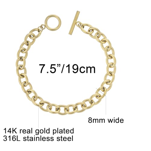 kelistom 925 Sterling Silver Bracelets for Women Teens, Love Heart Charm Chain Bracelet Bangle Fashion Jewelry Gifts - color: link braclet-OT 14K gold