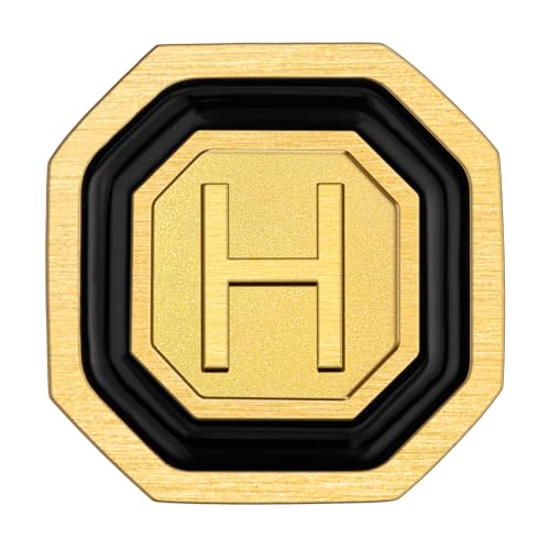 AMITER 18K Gold Plated Initial Cufflinks, Mens Cuff Links for Business Wedding Shirts Studs Suit Accessories - Gift for Groom Husband Father - style: H
