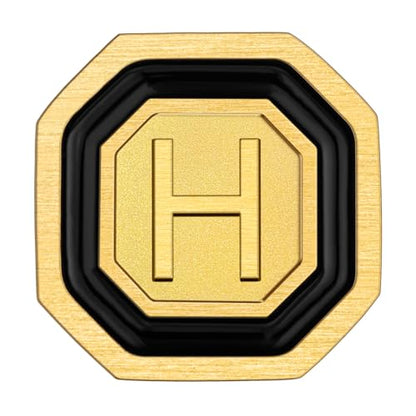 AMITER 18K Gold Plated Initial Cufflinks, Mens Cuff Links for Business Wedding Shirts Studs Suit Accessories - Gift for Groom Husband Father - style: H