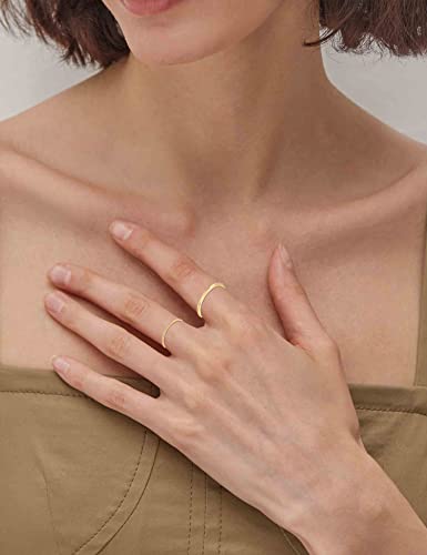 RLMOON Gold Ring Set for Women Dainty Silver Rose Gold Stackable Rings | 14K Gold Plated Simple Heart CZ Pinky Stacking Thumb Rings Plain Band Size 4-12(8-12PCS) - color: Gold Rings