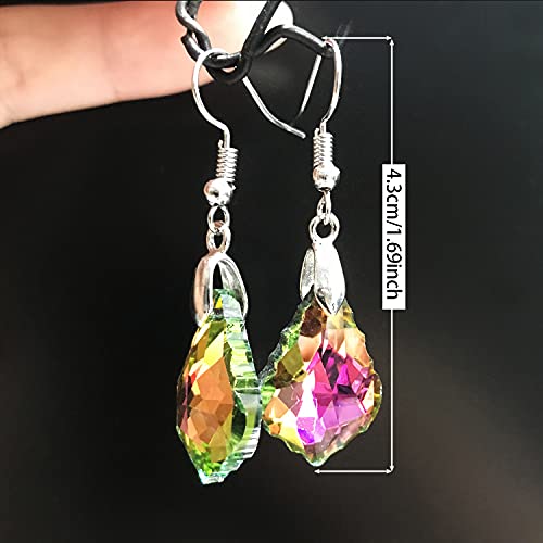 Unique Sparkly Multi-color Crystal Teardrop Dangle Drop Earrings Rainbow Crystal Geometry Earrings for Women Statement Chic Charm Jewelry Gifts - color: Rose Red