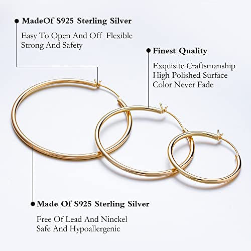 M MOOHAM Hoop Earrings for Women, Hypoallergenic 14K Gold Plated Earrings | Gold Plated Hoop Earrings Set for Sensitive Ears, Earring Stack for Women Trendy, Jewelry Gifts Lightweight 13-60mm - color: 3pairs-15/15/15mm-Gold-plated