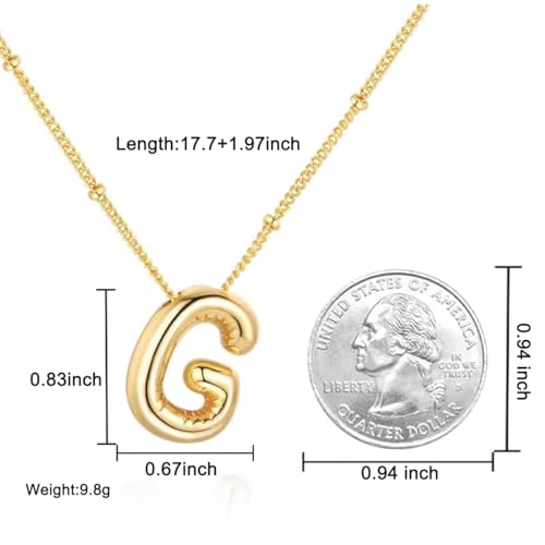 Bubble Letter Necklace for Women, 14k Gold Plated Initial Letter Pendant Necklace Personalized Jewelry A - Z 26 letters - style: Gold-G