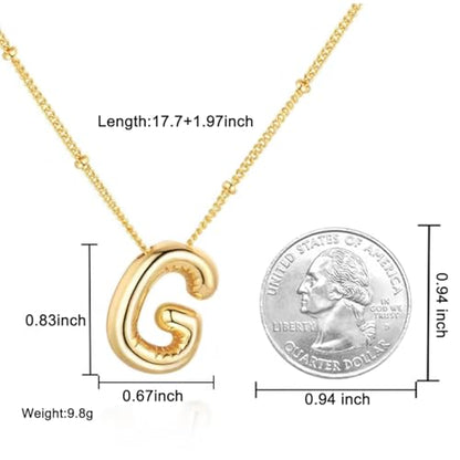 Bubble Letter Necklace for Women, 14k Gold Plated Initial Letter Pendant Necklace Personalized Jewelry A - Z 26 letters - style: Gold-G