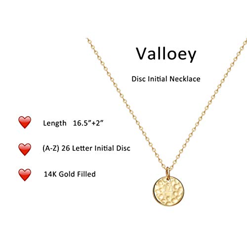 Valloey Rover Initial Necklaces for Women 14K Gold Plated Dainty Letter Necklce Round Coin Disc Pendant Double Side Engraved A-Z Necklace Personalized Jewelry Gift for Women - color: H