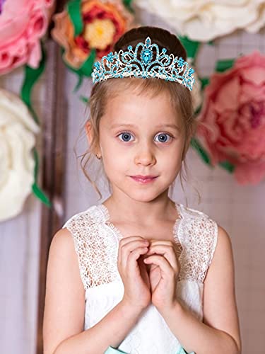 COCIDE Blue Tiara Crowns Crystal Headband Princess Rhinestone Crown with Combs Bride Headbands Bridal Wedding Prom Birthday Party Hair Accessories Jewelry for Women and Girls - color: TG Silver+Blue