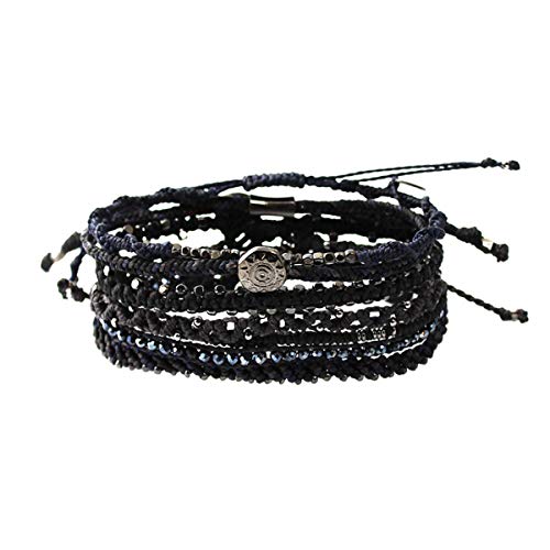 Wakami Charm Bracelet Stack Beaded Stackable Bracelets for Women - color: Dark Night | 6.5IN