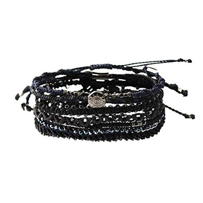 Wakami Charm Bracelet Stack Beaded Stackable Bracelets for Women - color: Dark Night | 6.5IN