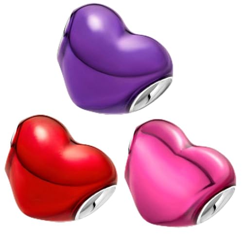 S925 Sterling Silver Enamel Colorful Heart Charm Fit Bracelets Necklaces | Black Pink Blue Green Red Enamel Heart Charms DIY Fashion Holiday Jewelry Gift Valentines Day & Anniversary for Women - color: Silver-ZH-XIN-3