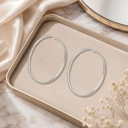Big Chunky Gold Hoop Earrings for Women Beaded Large Statement Earrings Lightweight Fashion Jewelry Daily Wear Party Gift - color: E8:Silver 10cm