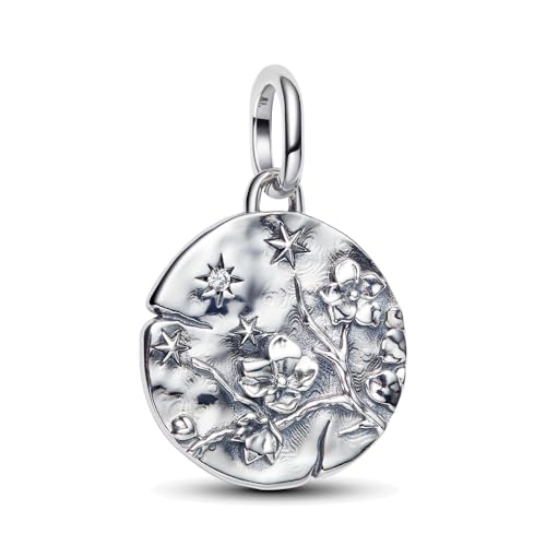 925 Sterling Silver Dangle Charm Fit Women Bracelet And Necklaces Jewelry | Medallion Pendants Beads Jewelry Charms for Women Fashion Gift Family Friends Mother's Day - color: Cherry Blossom Medallion Charm M1790