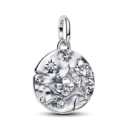 925 Sterling Silver Dangle Charm Fit Women Bracelet And Necklaces Jewelry | Medallion Pendants Beads Jewelry Charms for Women Fashion Gift Family Friends Mother's Day - color: Cherry Blossom Medallion Charm M1790