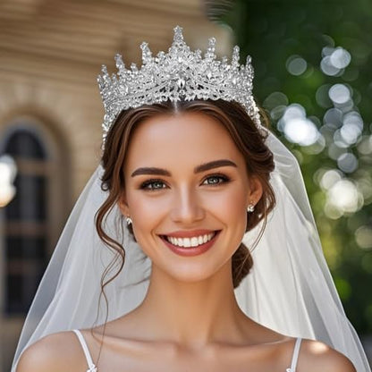Tiaras and Crowns for Women Crystal Princess Tiaras Rhinestone Queen Crowns For Wedding Bridal Birthday Prom Pageant Party (Tiara 100) - color: Silver