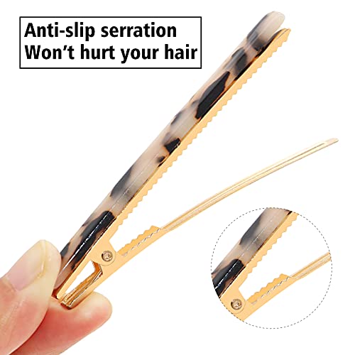 Cobahom 12 Pcs 3.15 Inch Leopard Print Hair Clips Duckbill Barrettes | Chic Tortoise Shell Hair Clip for Women, Cellulose Acetate Hair Clips for Thin Thick Hair (6 Deep Pattern + 6 Light Pattern) - color: 12 Pcs Leopard Print