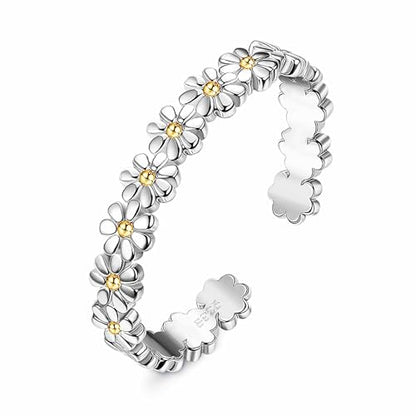 ORAZIO Toe Rings for Women 925 Sterling Silver Toe Rings Adjustable Band Silver Toe Rings Snake Cubic Zirconia Daisy Flower Open Cuff Toe Ring Set Beach Foot Jewelry for Summer