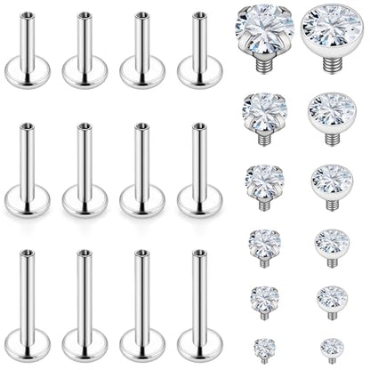 16G Lip Rings Stainless Steel Tragus Helix Conch Piercing Jewelry Snake Bite Piercing Monroe Lip Rings Labret Medusa Cartilage Lobe Earrings Piercing Jewelry CZ 2MM 2.5MM 3MM 3.5MM 4MM 4.5MM - color: 6MM 8MM 10MM Bar-Silver,2mm/2.5mm/3mm/3.5mm/4mm/4.5mm