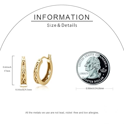 14K Gold Earrings for Women Gold Filigree/Celtic Huggie Earrings Jewelry Easter Mothers Day Gifts for Mom Girlfriend - style: Celtic-A
