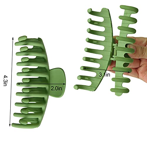 2 Pack Big Hair Claw Clips Nonslip Large Claw Clip for Women and Girls Hair,Strong Hold Grips Hair Accessories 4 Inch (Green) - color: Green