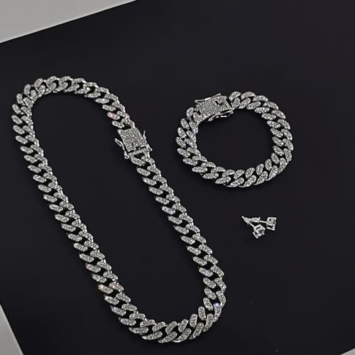 Luxval Tennis Necklace 14K Gold Plated Rhinestone Butterfly Choker Necklaces for women Dainty Zirconia Cut Faux Diamond chain 3mm - color: Cuban-3sets
