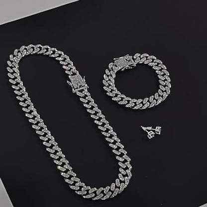 Luxval Tennis Necklace 14K Gold Plated Rhinestone Butterfly Choker Necklaces for women Dainty Zirconia Cut Faux Diamond chain 3mm - color: Cuban-3sets