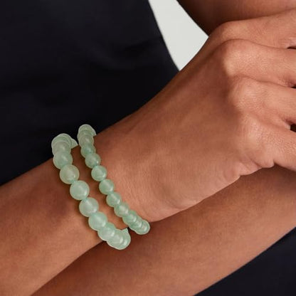 3 PCS Healing Crystal Bracelets for Women 8mm Natural Stone Beaded Stretch Bracelet Amethyst Jewelry Gifts - color: 4,6,8mm Green Aventurine