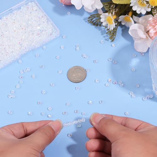 1000Pcs 4mm Faceted Crystal Glass Bicone Beads Loose Bead for DIY Bracelet Necklace Earring Keychain Jewelry Making,Transparent - color: Transparent