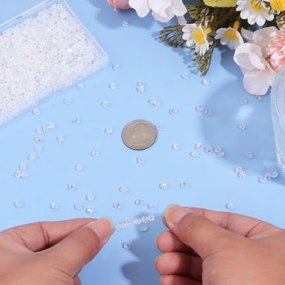 1000Pcs 4mm Faceted Crystal Glass Bicone Beads Loose Bead for DIY Bracelet Necklace Earring Keychain Jewelry Making,Transparent - color: Transparent