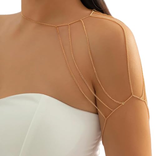 Multi-Layered Tassel Shoulder Body Chain Necklace Wedding Shoulder Back Chain Festival Upper Arm Bracelet Body Accessory for Women