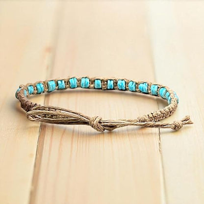 BlueRica Hemp Anklet with Puka Shell Beads - style: Blue