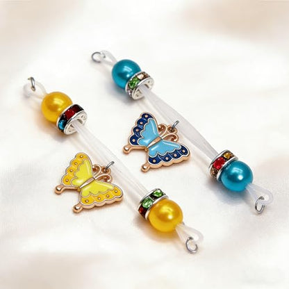 2 Pairs Fake Nipple Rings Nipple Jewelry Non Piercing Butterfly Dangle Nipple Barbells Adjustable Nooses Faux Nipple Piercing Body Jewelry for Men Women - style: Butterfly 4