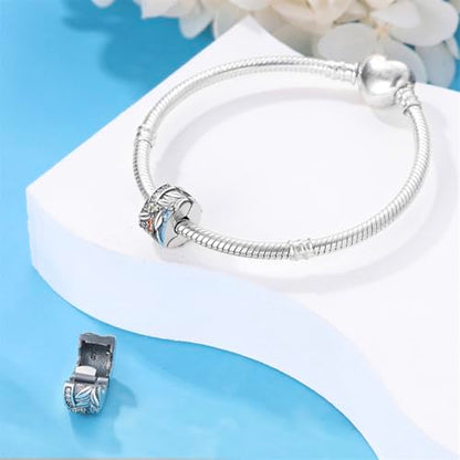 925 Sterling Silver Stopper Clip Charms for Bracelet Necklace Spacer Beads with 5A Cubic Zirconia Mother's Day Christmas DIY Gift for Women(2PCS) - style: Colorful Stone Leaves