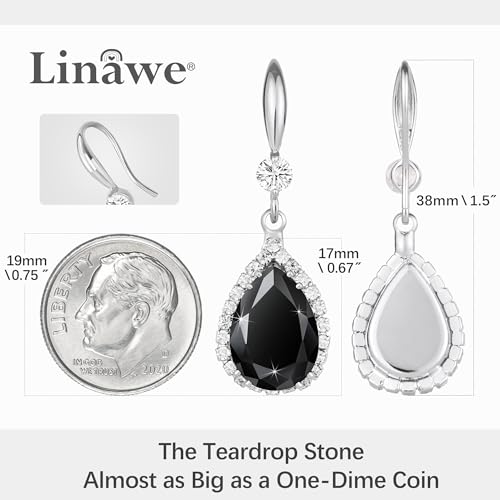 Linawe Imitation Diamond Dangle Earrings for Women Trendy, Rhinestone Drop Chandelier Earrings, Teardrop Crystal Cubic Zirconia Wedding Jewelry Set, 14K Gold/Rose Gold/Silver Tone - color: Silver,Blk