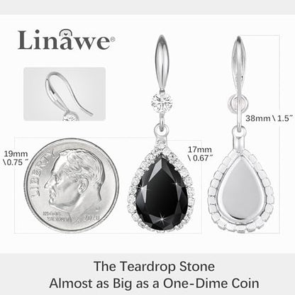 Linawe Imitation Diamond Dangle Earrings for Women Trendy, Rhinestone Drop Chandelier Earrings, Teardrop Crystal Cubic Zirconia Wedding Jewelry Set, 14K Gold/Rose Gold/Silver Tone - color: Silver,Blk
