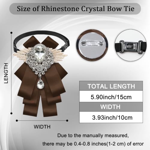 Big Rhinestone Bow Ties，Bowtie Pre-Tied Bowties Men Women | Suit for tuxedo party wedding - color: Coffee