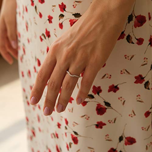 Sterling Silver Curved Wedding Band Ring Enhancer Pave Arched Rings