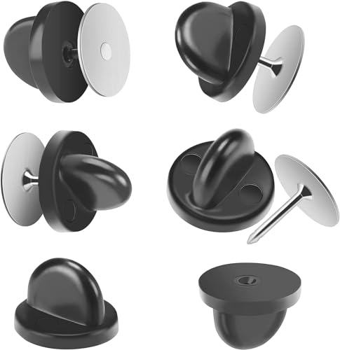 JANYUN 40 Pairs Rubber Blank Pin Backs Butterfly Clutch Backings Holder | Tie Tacks Keepers with 9mm Length 10mm Width,Replacement Holder Clasp Lapel Enamel Pins for Craft Making Brooch Badges