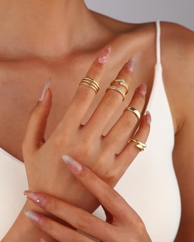 BSJ4U 14k Gold Filled Toe Rings for Women Non Tarnish Adjustable Silver Toe Ring Simple Hug CZ Triple Open Band Ring Summer Beach Toe Jewelry for Women Sexy - color: 14K GF Toe Rings