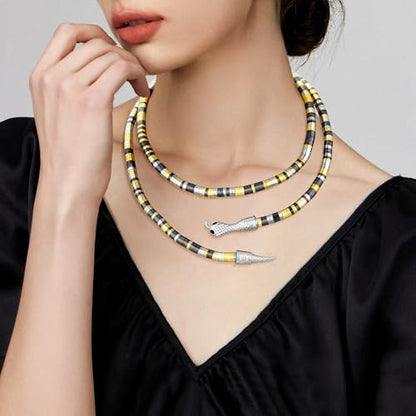 Bendable Snake Chain Necklace for Women Arm Cuff Flexible Twisty Multi-purpose DIY Bracelet and Punk Choker Trendy Medusa Snake Jewelry Gift - style: Silver