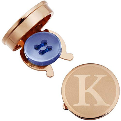 HAWSON Men's Letter Initial Button Cover Cufflinks Letter Rose Gold/Silver Suitable for Formal Business Shirt Letter A-Z - color: Rose Gold Color - K