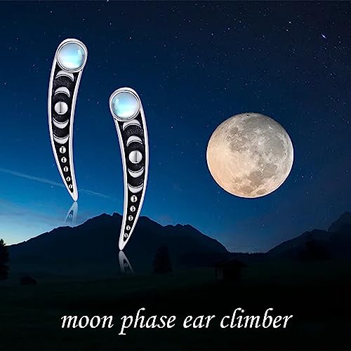 Ear Climbers Earrings for Women Sterling Silver Vintage Ear Crawler Earrings Jewelry Gifts for Women - style: Moon Phase
