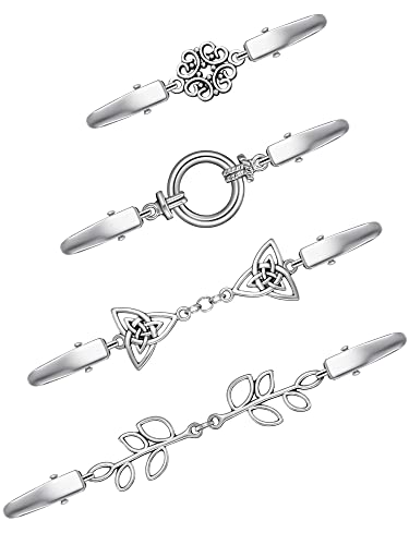 4 Pieces Vintage Sweater Shawl Clips Retro Cardigan Collar Dress Shirt Brooch Clips for Women Wearing, 4 Styles