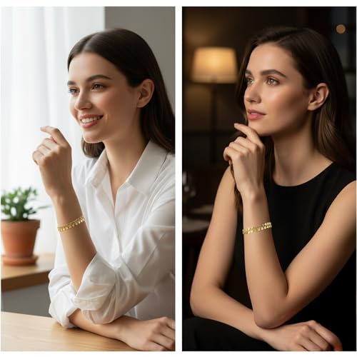 Solza 2 Layer Gold Plated Bracelet – Stainless Steel Adjustable Layered Chain with 3mm Beads, 18K Gold Plated Non Tarnish Jewelry for Women, Elegant Beaded Bracelet Stack for Everyday Wear - style: Coin Chain
